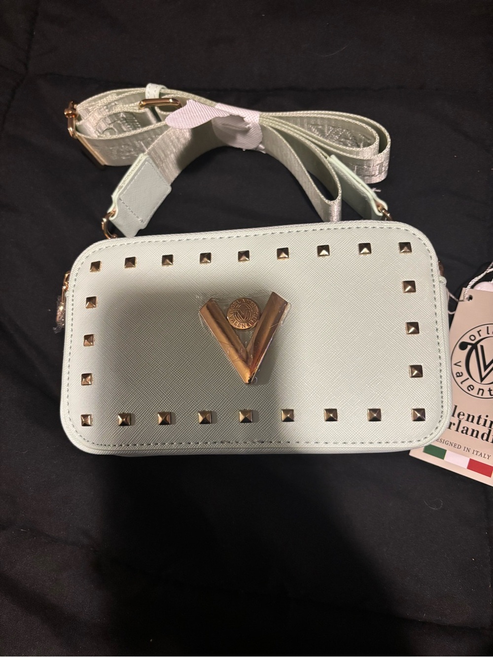 Valentino Orlandi mint green  Studded Camera Crossbody
Bag NWT